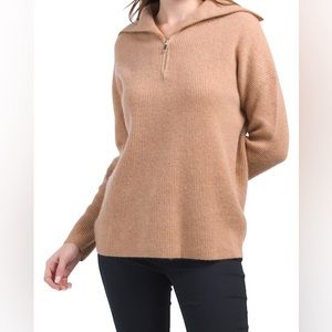 NWT RACHEL ZOE 100% Cashmere Quarter Zip Pullover Cardigan Sweater